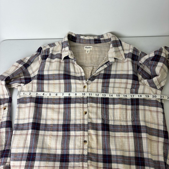 Hatley Plaid Button Front Shirt - Blue and Cream - Picture 5 of 8